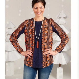 Matilda Jane Floral Top Blouse Floret Pintuck Peasant Women’s Small